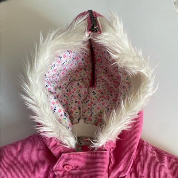 ROXY GIRL Pink Corduroy Button-up Faux Fur Hood‎ & Quilted lined Jacket - Large - Picture 3 of 9
